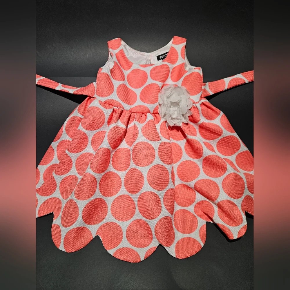 Zenzi Coral Polka-dot Petal Dress - Picture 9 of 9